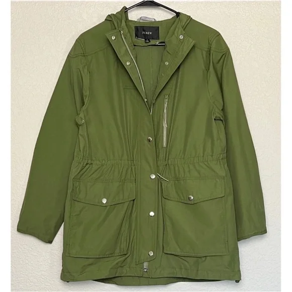 J Crew Green Rainjacket with Hood - Picture 4 of 8